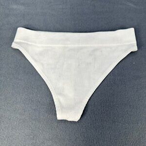 Aerie Womens Size Medium Panty Thong Seamless Ribbed White New Without Tags